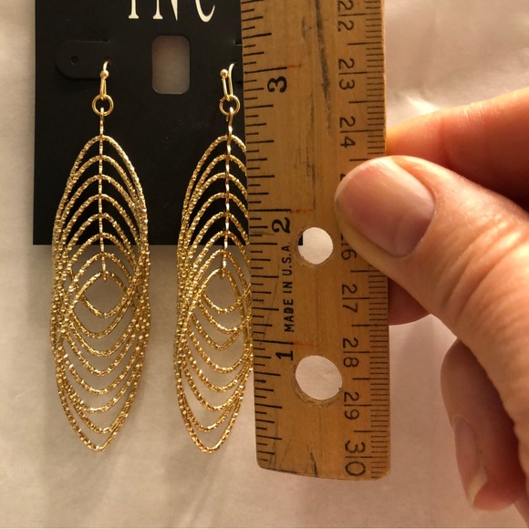 INC Goldtone Dangle Pierced Drop Earrings NWT - Picture 5 of 5